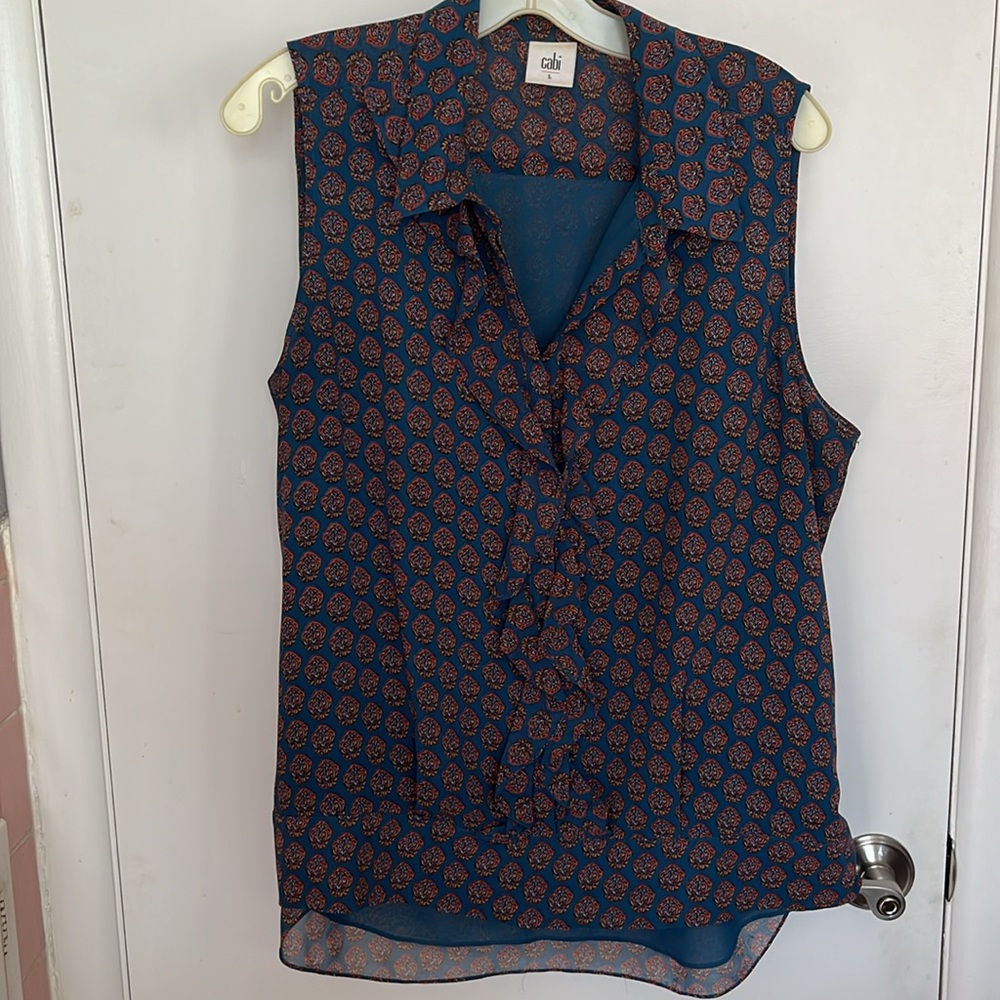 Cabi Blue and Orange Patterned Blouse - Picture 8 of 16